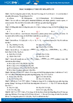 Trắc nghiệm lý thuyết Hóa hữu cơ