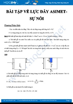 Bài tập về Lực đẩy Acsimet- Sự nổi bồi dưỡng HSG Vật lý 8