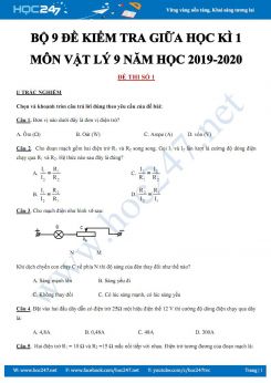 Bộ 9 Đề kiểm tra giữa Học kì 1 môn Vật lý 9 năm học 2019-2020