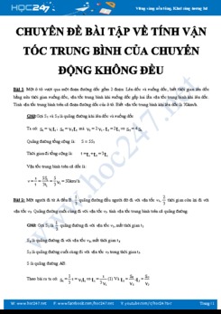 Chuyên đề bài tập về Tính vận tốc trung bình của chuyển động không đều môn Vật lý 8