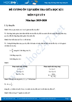 Đề cương ôn tập kiểm tra giữa Học kì 1 môn Vật lý 9 năm học 2019-2020