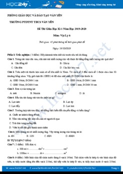 Đề thi giữa Học kì 1 môn Vật lý 6 năm học 2019-2020 trường THCS Văn Yên