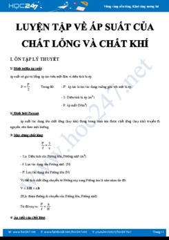 Luyện tập về Áp suất của chất lỏng và chất khí môn Vật lý 8