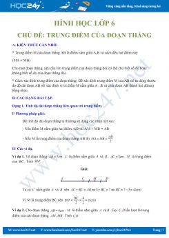 Các dạng bài tập về Trung điểm của đoạn thẳng Hình học 6 năm 2019