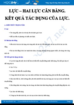 Luyện tập về Lực – Hai lực cân bằng. Kết quả tác dụng của lực môn Vật lý 6