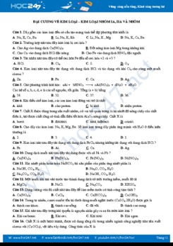 Đại cương về kim loại - Kim loại nhóm IA, IIA và Nhôm