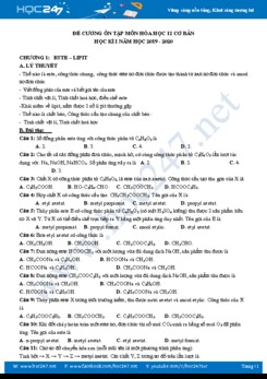 Đề cương ôn tập HK1 môn Hóa học 12 năm 2019 - 2020