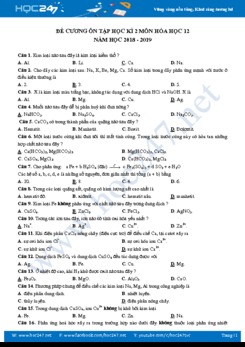 Đề cương ôn tập HK2 môn Hóa 12 năm học 2018 - 2019