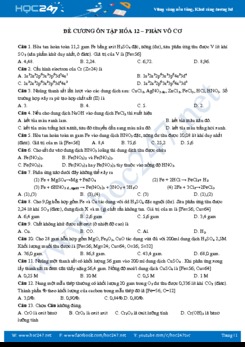 Đề cương ôn tập Hóa 12 - Phần Hóa vô cơ năm 2019 - 2020