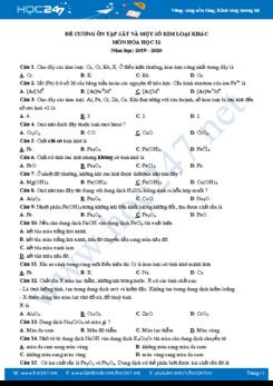 Đề cương ôn tập về sắt và một số kim loại khác môn Hóa 12 năm học 2019 - 2020