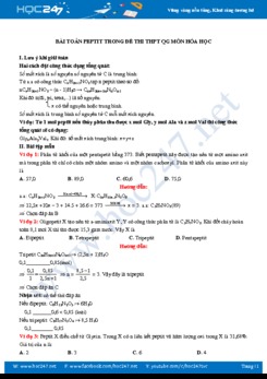 Bài toán Peptit trong đề thi THPT QG môn Hóa