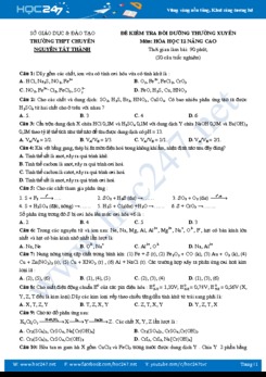 Đề kiểm tra 1 tiết môn Hóa học 12 năm 2019-2020 Trường THPT Chuyên Nguyễn Tất Thành