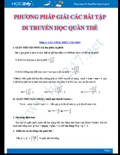 Phương pháp giải bài tập di truyền quần thể Sinh học 12