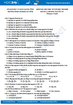 Đề kiểm tra Chương Nguyên Tử môn Hóa 10 năm 2019 - 2020 Trường HNQT ISCHOOL Hà Tĩnh