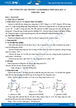 Đề cương ôn tập chương Cacbohydrat môn Hóa học 12 năm 2019 - 2020