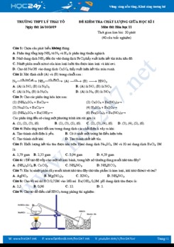 Đề thi giữa HK1 môn Hóa 11 năm học 2019 - 2020 Trường THPT Lý Thái Tổ