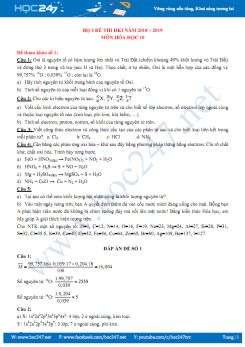Bộ 3 đề thi HK1 môn Hóa 10 năm học 2018 - 2019 (có đáp án)