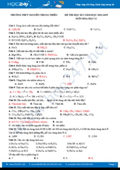 Đề thi HK1 môn Hóa học 11 năm 2018-2019 Trường THPT Nguyễn Trung Thiên