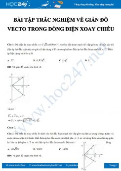 Bài tập trắc nghiệm về Giản đồ vecto trong Dòng điện xoay chiều năm 2019