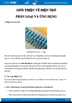 Giới thiệu về Điện trở, phân loại và ứng dụng
