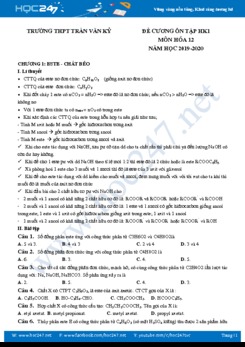 Đề cương ôn tập HK1 môn Hóa 12 năm học 2019-2020 Trường THPT Trần Văn Kỷ