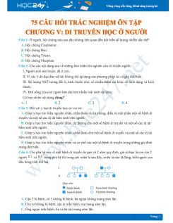 75 Câu hỏi trắc nghiệm ôn tập chương V - Di truyền học ở người Sinh học 12 có đáp án