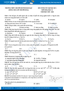 Đề cương ôn tập HK1 môn Hóa học 12 năm 2019 - 2020 Trường THPT Chuyên Huỳnh Mẫn Đạt