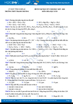 Đề ôn tập HK1 môn Hóa học 11 năm 2019 - 2020 Trường THPT Thanh Chương