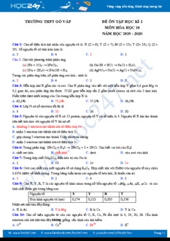 Đề ôn tập HK1 môn Hóa học 10 năm 2019-2020 Trường THPT Gò Vấp