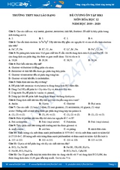 Đề cương ôn tập HK1 môn Hóa học 12 năm 2019 - 2020 Trường THPT Mai Lão Bạng