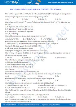 Kim loại (Vị trí, cấu tạo), hợp kim, tính chất của kim loại