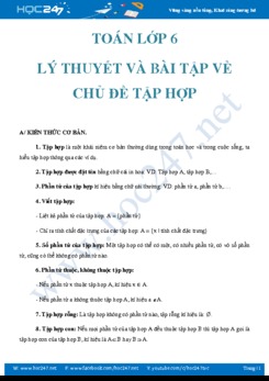 Lý thuyết và bài tập Chuyên đề Tập Hợp Toán lớp 6 năm 2019-2020