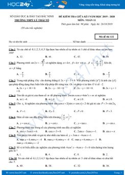 Đề thi giữa HK1 môn Toán 11 năm học 2019 - 2020 có đáp án Trường THPT Lý Thái Tổ