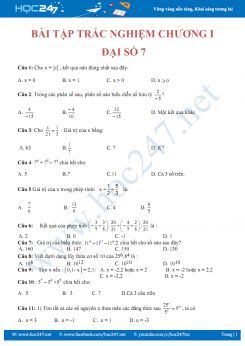 35 bài tập trắc nghiệm Chương 1 Đại số 7 năm 2019