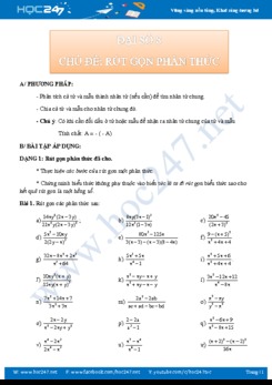 Các dạng bài tập về Chuyên đề Rút gọn đa thức Đại số 8