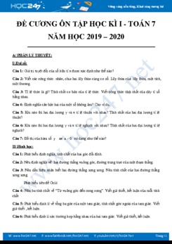 Đề cương ôn thi HK1 môn Toán 7 năm 2019-2020