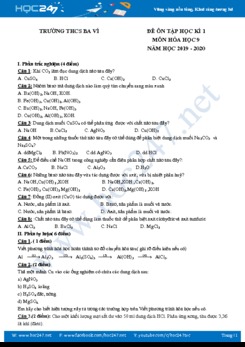 Đề ôn tập HK1 môn Hóa học 9 năm 2019 - 2020 Trường THCS Ba Vì