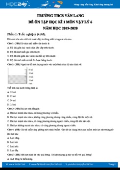 Đề ôn tập Học kì 1 môn Vật lý 6 năm học 2019-2020 trường THCS Văn Lang