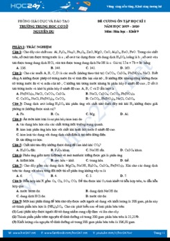 Đề cương ôn tập HK1 môn Hóa học 9 năm 2019 - 2020 Trường THCS Nguyễn Du