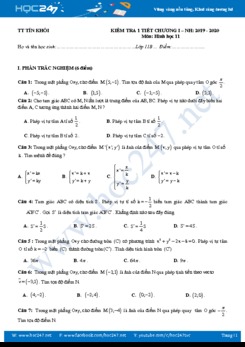 Đề kiểm tra 1 tiết Chương 1 Hình học 11 năm học 2019 - 2020 TT Tín Khôi