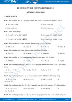 Đề cương ôn tập Chương 1 Hình học 11 năm học 2019 - 2020 có đáp án