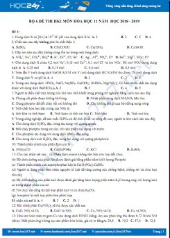 Bộ 6 đề thi HK1 môn Hóa học 11 năm 2018 - 2019