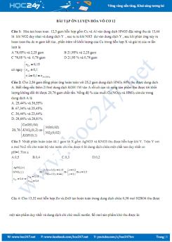 Bài tập ôn luyện Hóa vô cơ 12 năm 2019 - 2020