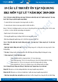 15 câu lý thuyết ôn tập nội dung Học kì 1 môn Vật lý 7 năm học 2019-2020