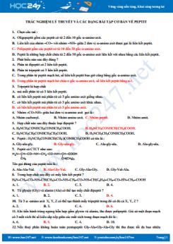 Trắc nghiệm lý thuyết và các dạng bài tập cơ bản về Peptit