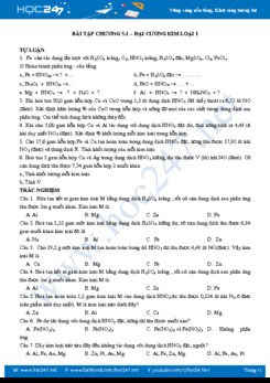 Bài tập Chương 5.1 - Đại cương Kim Loại