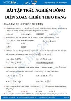 Bài tập trắc nghiệm Dòng điện xoay chiều theo dạng có đáp án năm 2019