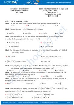Đề kiểm tra 1 tiết Chương 1 Hình học 11 năm học 2019 - 2020 có đáp án Trường THPT Nguyễn Khuyến