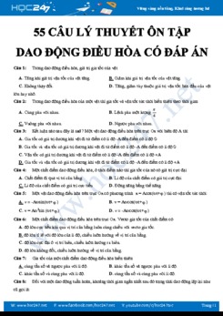 55 câu lý thuyết ôn tập chủ đề Dao động điều hòa có đáp án năm 2019