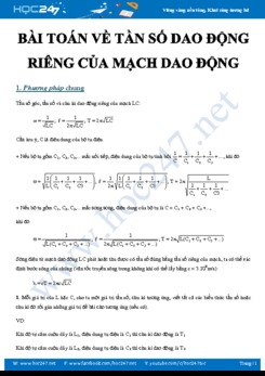 Giải bài toán về tần số dao động riêng của Mạch dao động điện từ năm 2109